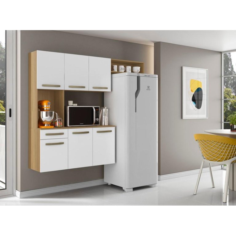 Cozinha Compacta Carol com Balcão Atacama/off White - Aramóveis