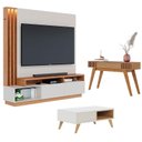 Ver imagem 1 de Estante Home Theater Humaitá com Mesa de Centro Jeri Off White Matte Freijó e Aparador Riviera Freij