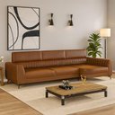 Ver imagem 2 de Sofá com Chaise Maximu 4 Lugares 344cm Marrom Corino Divani