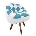 Ver imagem 2 de Poltrona Paloma Escritório Sala Giratória Madeira Suede Branco e Suede Azul Turquesa - Dominic Decor