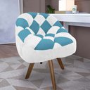 Ver imagem 1 de Poltrona Paloma Escritório Sala Giratória Madeira Suede Branco e Suede Azul Turquesa - Dominic Decor