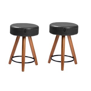 Kit 2 Banquetas Baixa Viena 50cm Couro Pu Preto