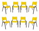 Ver imagem 2 de Kit com 8 Cadeiras Iso para Escola Escritório Comércio Amarela Base Preta Ecomhome