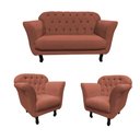 Ver imagem 3 de Kit Namoradeira + 2 Poltronas Decorativa Dália Bouclé Terracota