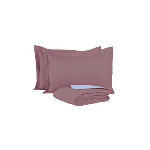 Kit Cobre Leito King Comfort 3 Peças Microfibra Matelado: Rosa