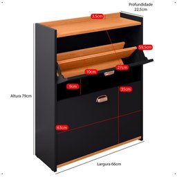 Sapateira Vertical 12 Pares Calçados Multiuso 2 Portas Basculantes Hall de Entrada Quarto Closet - P - 8