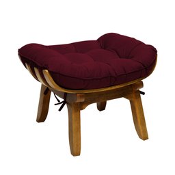 Kit Poltrona + Puff Costela Decoração Descanso Suede Bordo - 5