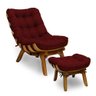 Kit Poltrona + Puff Costela Decoração Descanso Suede Bordo - 1