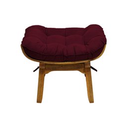 Kit Poltrona + Puff Costela Decoração Descanso Suede Bordo - 6