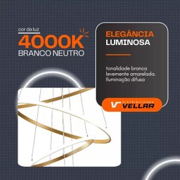 Lustre Pendente 5 Arcos de Cristal | Led 3000k | Pé Direito Alto | Iluminação Difusa - 4