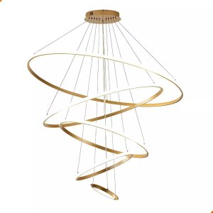 Lustre Pendente 5 Arcos de Cristal | Led 3000k | Pé Direito Alto | Iluminação Difusa