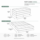 Ver imagem 6 de Puff Cama Dobravel Casal 130cm com Rodizios e Almofadas Cor: Linho Chumbo