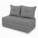 Ver imagem 3 de Puff Cama Dobravel Casal 130cm com Rodizios e Almofadas Cor: Linho Chumbo