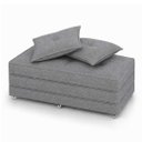 Ver imagem 1 de Puff Cama Dobravel Casal 130cm com Rodizios e Almofadas Cor: Linho Chumbo