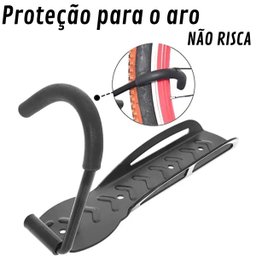 Suporte Parede Bike Gancho Vertical Reforçado Aço 4 Parafusos NETH Gancho de Bike na Parede Apartame - 3