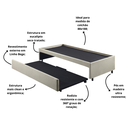 Ver imagem 5 de Bicama Box para Dois Colchões Solteiro 88x188 Linho