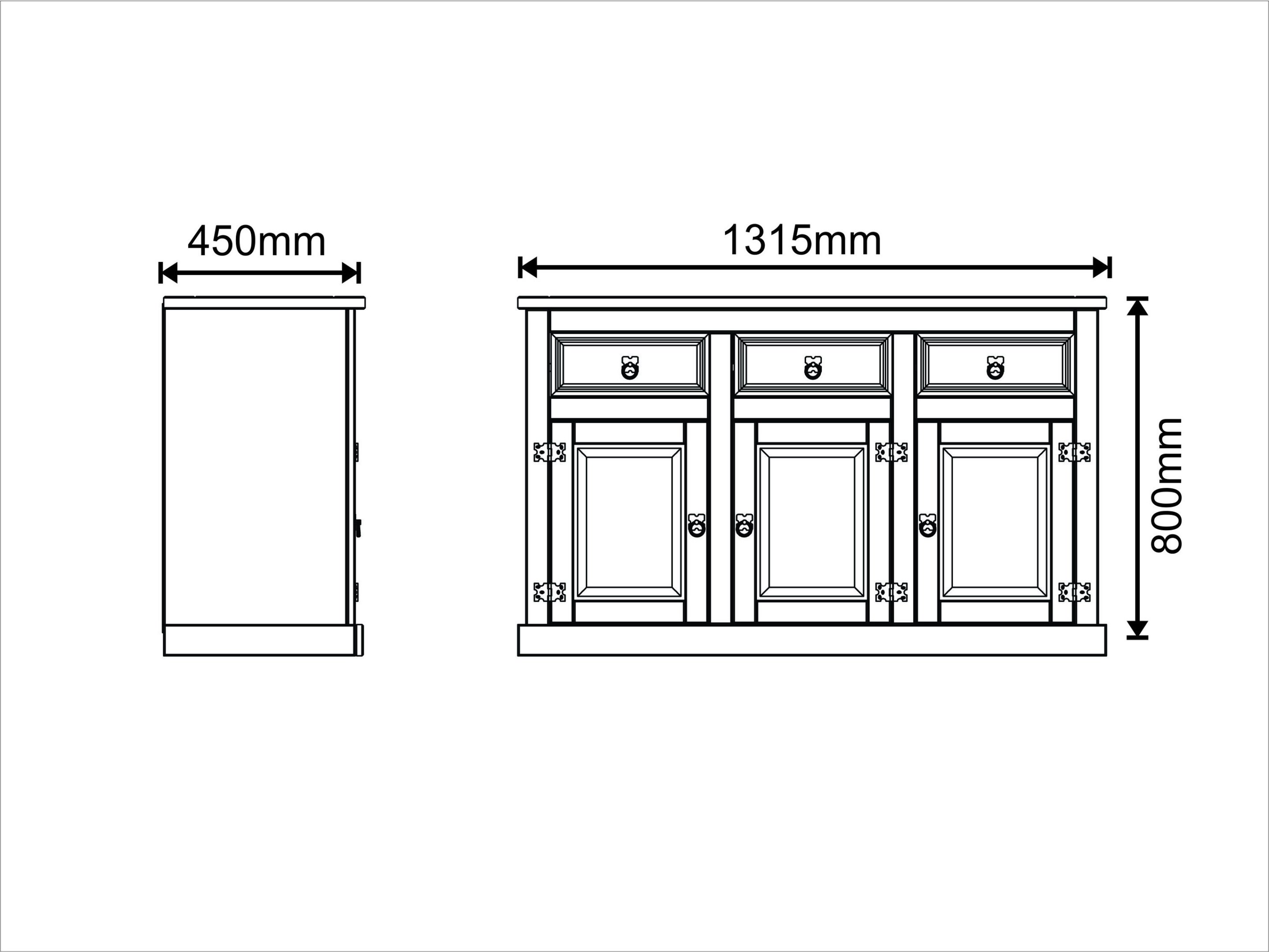 Buffet 3 Portas 3 Gavetas Rustic Line - 3