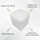 Ver imagem 2 de Puff Decorativo Quadrado Penteadeira Urban - Branco-bege Corino