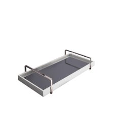 Bandeja Decorativa Espelhada Branca para Servir com Alça Prata - 5