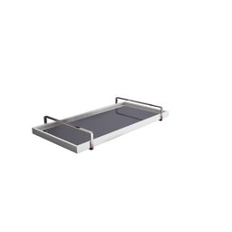 Bandeja Decorativa Espelhada Branca para Servir com Alça Prata - 3