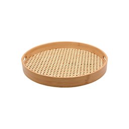 Bandeja de Bambu e Palha Redonda 35 Cm - Oikos - 1