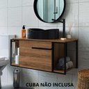 Ver imagem 2 de Gabinete para Banheiro com Porta e Estrutura em Metal 80 Cm Cor:preto com Mel