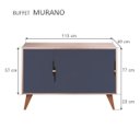 Ver imagem 5 de Buffet Aparador Retrô com 3 Portas Murano Carvalho e Azul Marinho