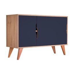Balcão Buffet Retrô com 3 Portas Carvalho e Azul Marinho - 3