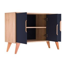 Balcão Buffet Retrô com 3 Portas Carvalho e Azul Marinho - 4