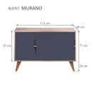 Ver imagem 5 de Balcão Buffet Retrô com 3 Portas Carvalho e Azul Marinho