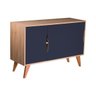 Aparador Buffet Retrô com 3 Portas Murano Carvalho e Azul Marinho - 2