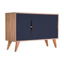 Ver imagem 3 de Aparador Buffet Retrô com 3 Portas Murano Carvalho e Azul Marinho