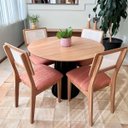 Ver imagem 1 de Conjunto Mesa de Jantar com 4 Cadeiras de Tela Freijó Preto 100% Mdf Veronese