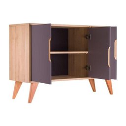Balcão Buffet com 3 Portas Carvalho e Cinza Claro - 4