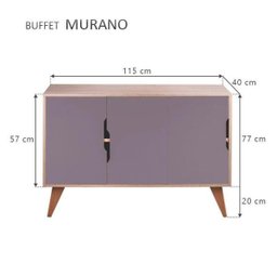Balcão Buffet com 3 Portas Carvalho e Cinza Claro - 5
