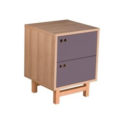 Mesa de Cabeceira com Gavetas Siena Carvalho e Cinza Claro - 2