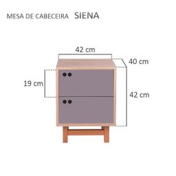 Mesa de Cabeceira com Gavetas Siena Carvalho e Cinza Claro - 5