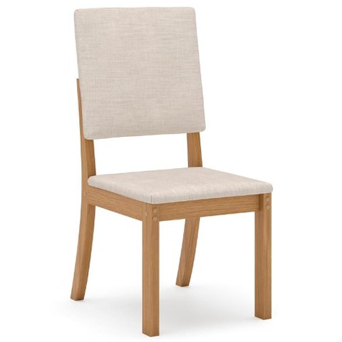 Cadeira Jantar Estofada Pé Madeira Kit 2 Elora Veludo Bege H02 - Mpozenato