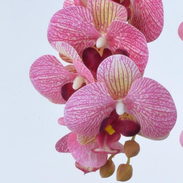 Arranjo de Orquídeas Artificiais Rosa em Vaso Branco Fosco - 2