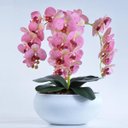 Ver imagem 1 de Arranjo de Orquídeas Artificiais Rosa em Vaso Branco Fosco
