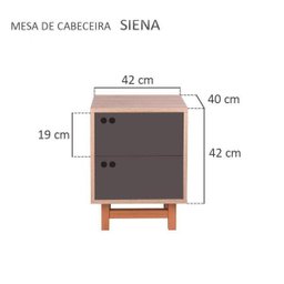 Mesa de Cabeceira com Gavetas Siena Carvalho e Grafite - 5