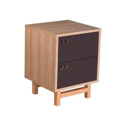 Mesa de Cabeceira com Gavetas Siena Carvalho e Grafite - 2