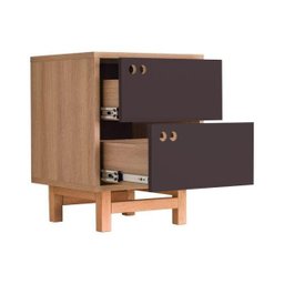 Mesa de Cabeceira com Gavetas Siena Carvalho e Grafite - 4