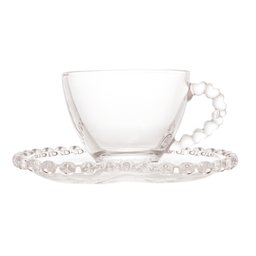 Xícara P/Café Com Pires Cristal Coração Transparente 80ml Lyor - 3
