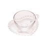 Xícara P/Café Com Pires Cristal Coração Transparente 80ml Lyor - 1