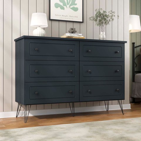 Cômoda para Quarto Fort em Mdf 136x95cm 6 Gavetas Grafitto 1220