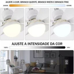 Ventilador Lampada Led Silencioso E27 6 Helices Verao Controle Iluminaçao Dimerizavel Ajustavel Ambi - 2