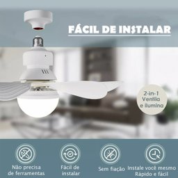 Ventilador Lampada Led Silencioso E27 6 Helices Verao Controle Iluminaçao Dimerizavel Ajustavel Ambi - 5