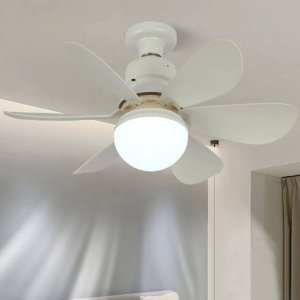 Ventilador Lampada Led Silencioso E27 6 Helices Verao Controle Iluminaçao Dimerizavel Ajustavel Ambi