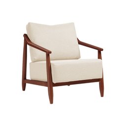 Kit 2 Poltronas Decorativas Vita Estofada Linho Off White - Imbuia - 2